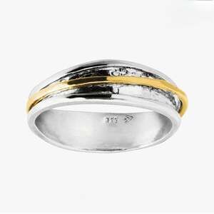 EUC Silpada 'Float On' Sterling Silver and 14K Gold Plate Spinner Ring size 10